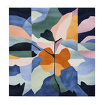 Nature Abstracted Gaze Hand Tufted Rug featuring a vibrant, abstract design with bold, colorful shapes. This square area rug is perfect for adding a contemporary touch to any living room. Measuring 8x10, this wool rug combines artistic flair with functionality, making it an ideal choice for those seeking unique rugs for the living room.
