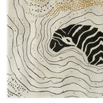 A top view of Nature's Canvas Hand Tufted Wool Rug showcasing its abstract design with zebra-like black and white patterns. This contemporary area rug is crafted from wool, ideal for adding a touch of modern elegance to living room spaces. Perfect as an area rug for living rooms, it combines artistic flair with comfort.