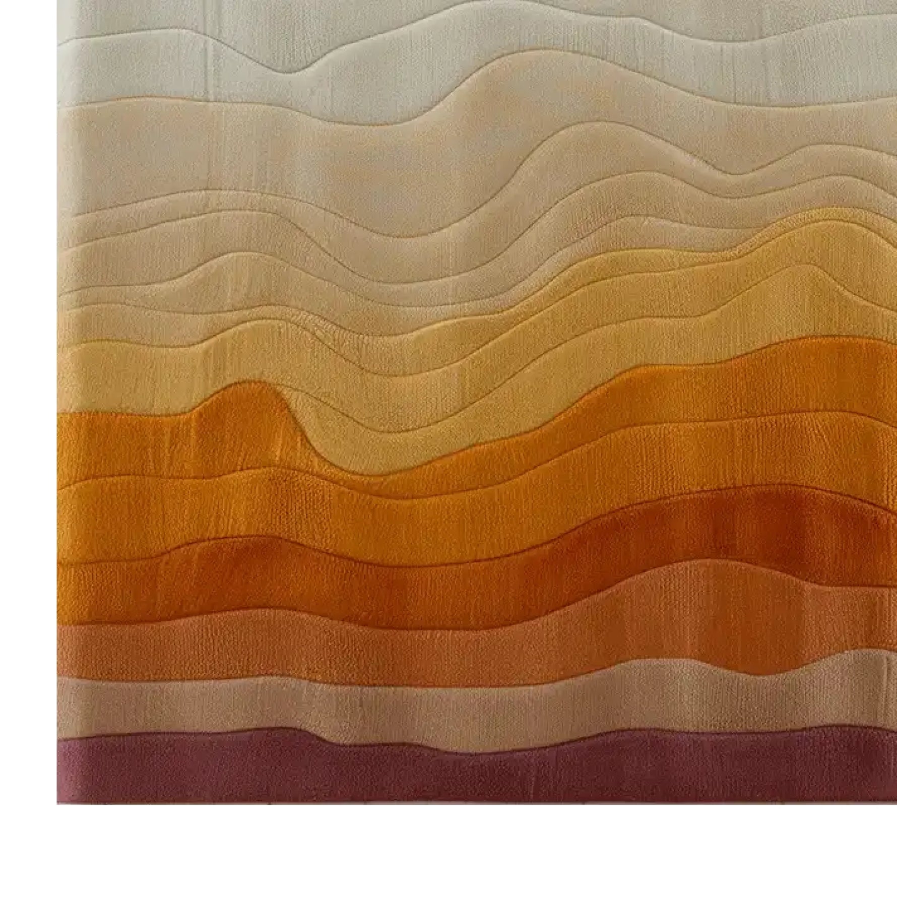 A top view of a Nature's Hues Hand Tufted Wool Rug showcasing warm, earthy tones in an abstract wave pattern. This contemporary area rug is perfect for adding a touch of elegance to any living room. Ideal as a wool rug for spaces sized 8x10, it offers a cozy and stylish option for rugs in your living room.