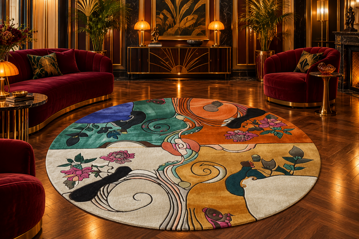 Nature's Kaleidoscope Hand Tufted Round Rug 8 x 8'