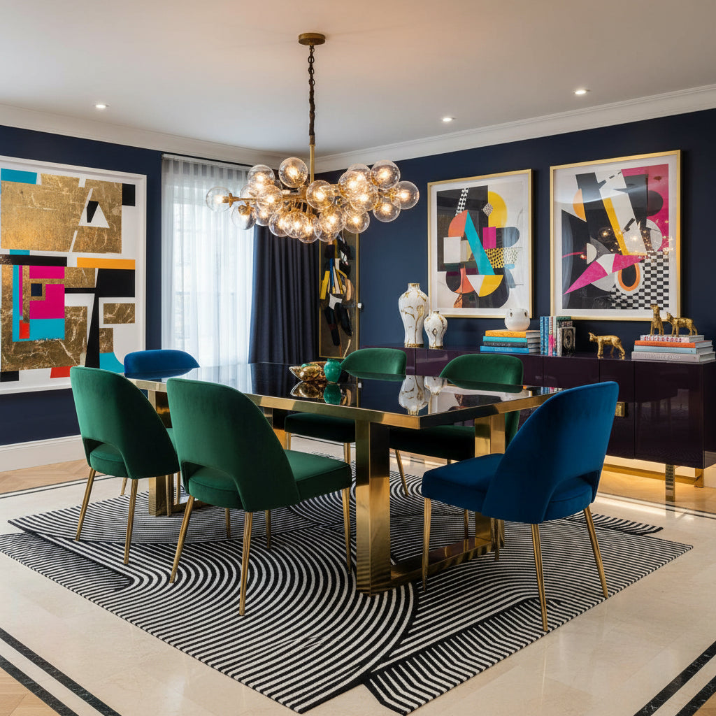 Contemporary square area rug featuring an intricate black and white geometric pattern, perfect for modern living room decor. This hand-tufted wool rug adds a touch of sophistication and style, making it an ideal choice for those seeking large area rugs with a unique design.