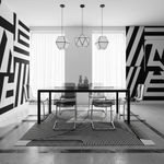 Noir Horizon Illusion Square Hand Tufted Wool Rug