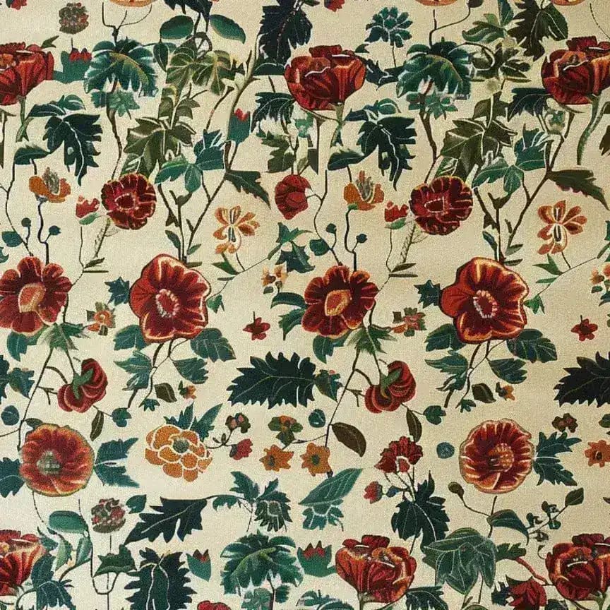 A vibrant Nostalgic Poppy Haven Hand Tufted Wool Rug featuring a lively floral design with red poppies and lush green foliage. This square area rug is perfect for large living rooms or dining rooms, adding a touch of nature-inspired elegance. Ideal for those seeking an 8x10 wool rug with a floral pattern to enhance their living space.