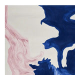 Top view of the Ocean Vein Hand Tufted Rug showcasing its mesmerizing abstract design with flowing blue and pink patterns. This contemporary wool rug is perfect for adding a touch of modern elegance to living room area rugs, making it an ideal choice for area rugs for living room spaces.