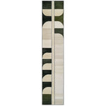 Top view of the Oceanic Whispers Hand Tufted Wool Runner Rug featuring a contemporary geometric design. Ideal for use as a kitchen rug, hallway runner rug, or bathroom runner rug, this elegant wool rug showcases a blend of earthy tones and abstract shapes.