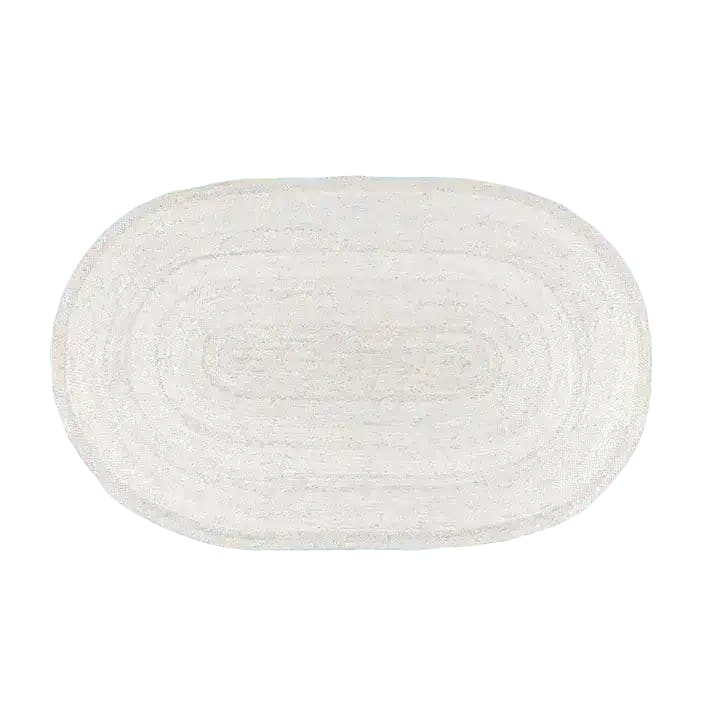 Elegant off-white oval braided jute area rug, perfect for enhancing dining room charm or adding a boho touch to living room decor. Ideal for those seeking formal dining room rugs or versatile area rugs for living room settings.