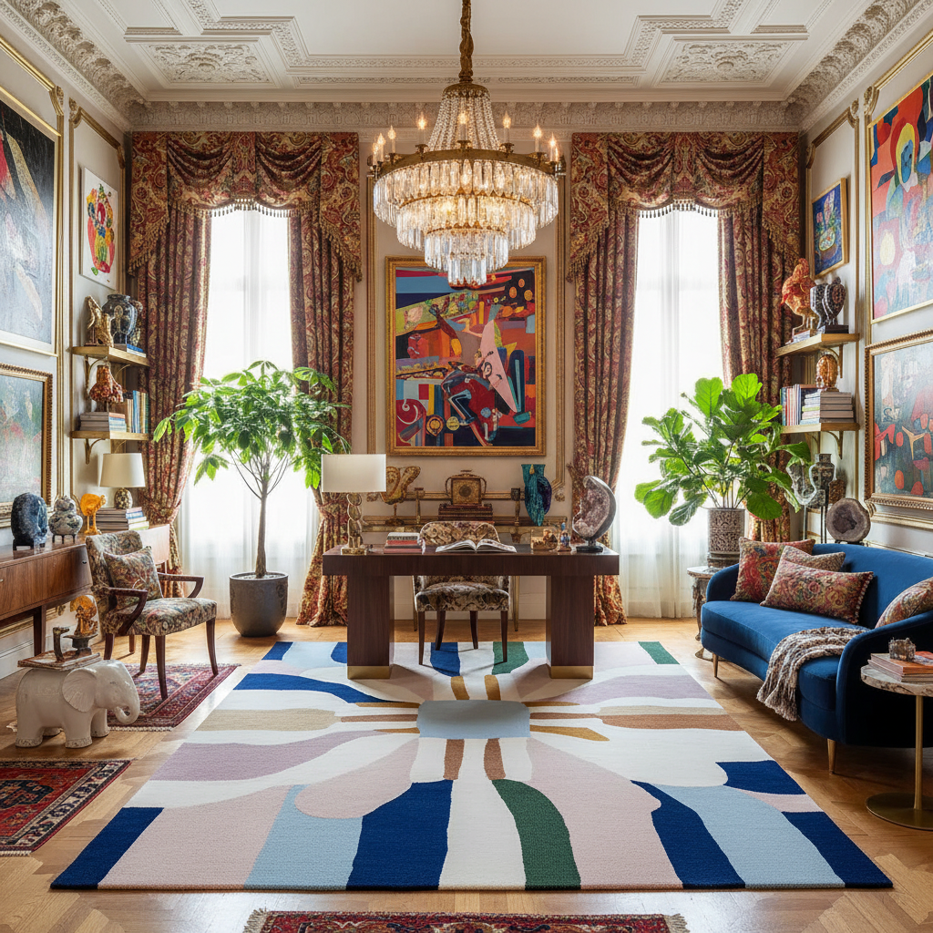 Offset Canvas Fragment Hand Tufted Rug