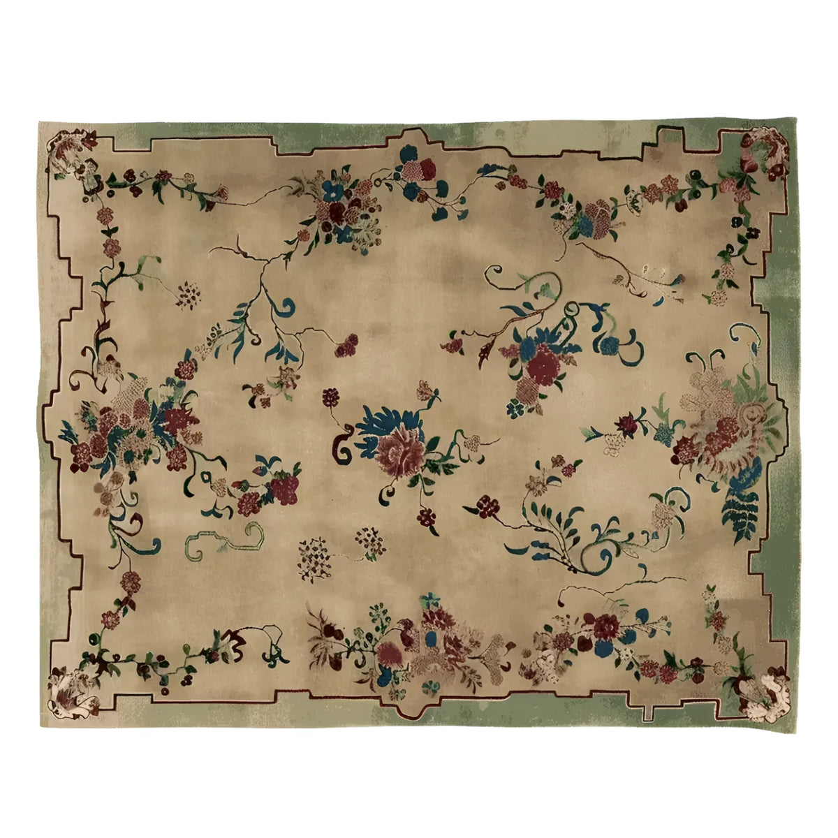 A beautifully crafted area rug featuring intricate floral patterns, perfect for adding a touch of elegance to any living room. This hand knotted wool rug, sized 8x10, showcases vibrant colors and detailed design, making it an ideal choice for living room area rugs.