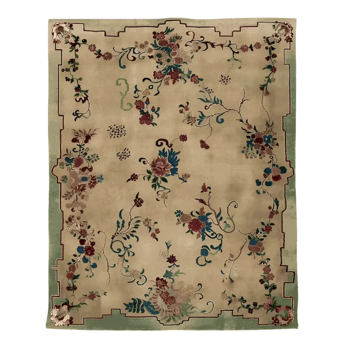 A beautifully crafted Old World Charm Hand Knotted Area Rug featuring an intricate floral pattern in rich colors. This wool rug is perfect for adding elegance to your living room. Its 8x10 size makes it an ideal choice for living room area rugs, combining both style and comfort.