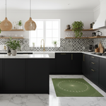 Olive Green Moon Art Deco Hand Tufted Wool Rug