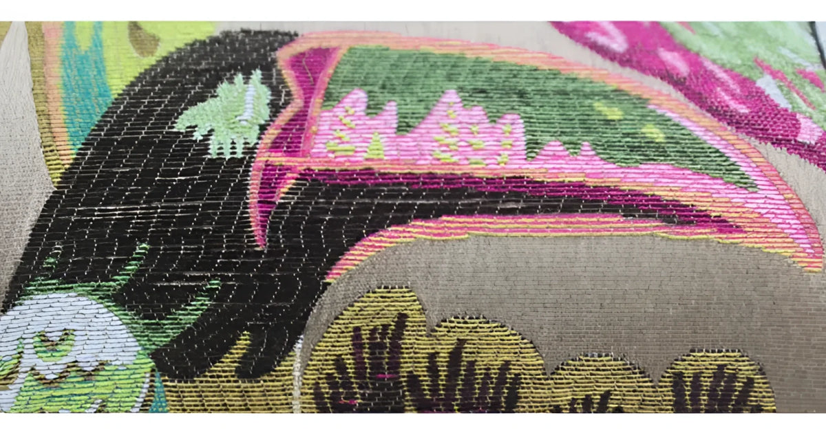 Colorful opulent jungle aviary throw pillow cover featuring intricate patterns and vibrant bird motifs, perfect for adding a touch of exotic elegance to your home decor.