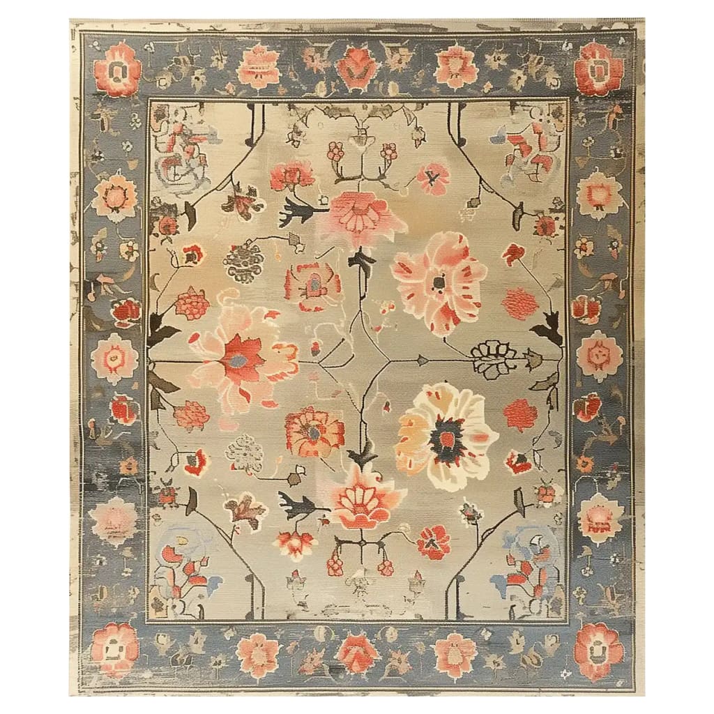 Beautifully designed Opulent Legacy Hand Tufted Wool Rug, ideal for living rooms. This area rug features intricate floral patterns in warm tones on a neutral background, perfect for large living room spaces.