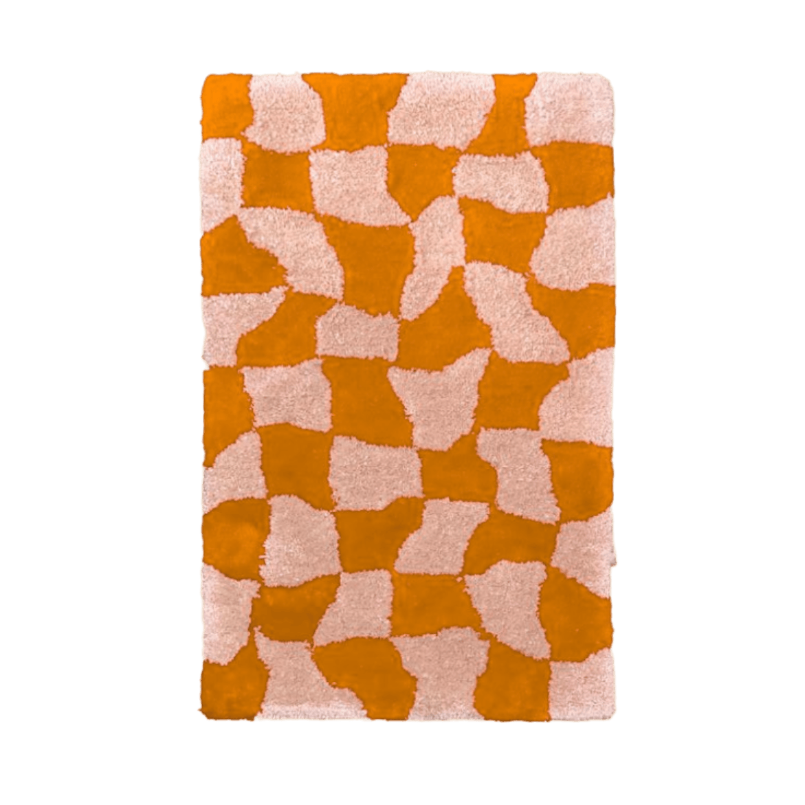 Orange Abstract Checker Hand Tufted Wool Rug