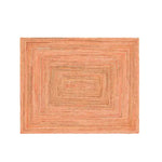 Top view of an Orange Hand Braided Jute Area Rug, showcasing its intricate woven pattern. Perfect for adding a natural touch to large living rooms or offices, this rug enhances any space with its warm, earthy tones.