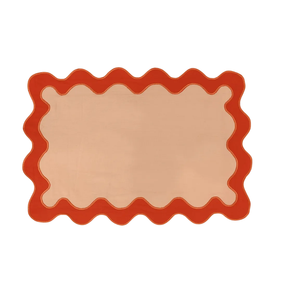 Orange Scallop 100% Linen Placemats