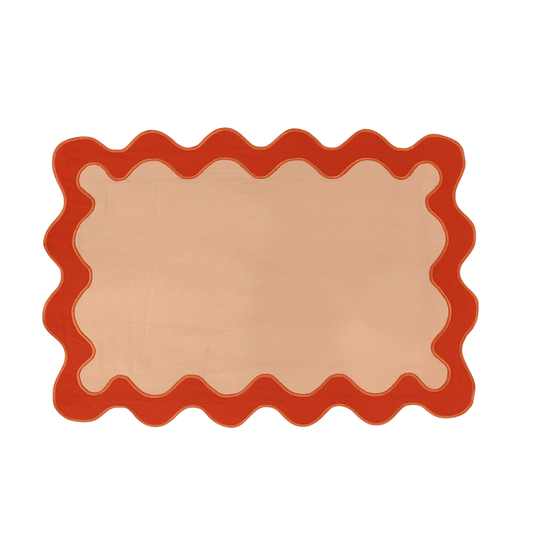 Orange Scallop 100% Linen Placemats - MAIA HOMES