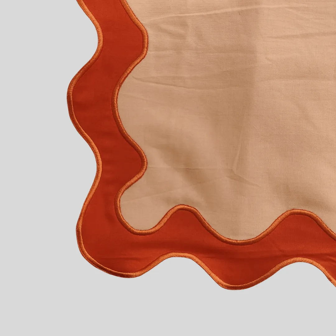 Orange Scallop 100% Linen Placemats