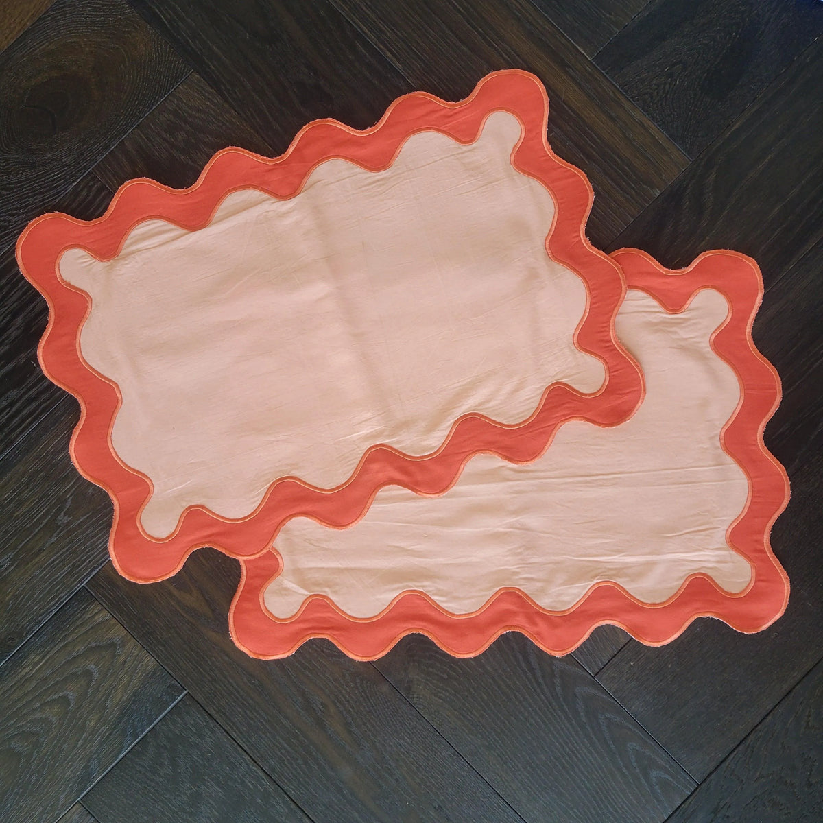 Orange Scallop 100% Linen Placemats