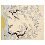 Elegant Orchard Quiet Bloom Hand Tufted Area Rug showcasing intricate floral and bird designs. This wool rug is perfect for adding a touch of nature to large living room spaces, making it an ideal choice for area rugs in living rooms.