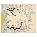 Elegant Orchard Quiet Bloom Hand Tufted Area Rug showcasing intricate floral and bird designs. This wool rug is perfect for adding a touch of nature to large living room spaces, making it an ideal choice for area rugs in living rooms.