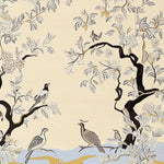 Beautifully detailed area rug featuring a serene nature scene with birds perched on branches, perfect for enhancing large living room spaces. This wool rug, known as the Orchard Quiet Bloom Hand Tufted Rug, showcases intricate designs ideal for adding elegance and charm to any area rug setting.