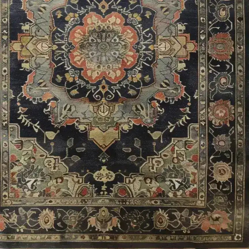 A beautifully detailed, vintage-style area rug perfect for large living rooms. This Persian-inspired rug features intricate floral patterns with bold colors, making it a stunning centerpiece.