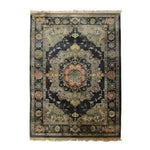Elegant Orchid Opulence hand-knotted area rug with intricate vintage Persian design featuring a central medallion and floral motifs, perfect as a large living room rug.