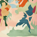 A vibrant abstract design on an Organic Flame Fusion Hand Tufted Area Rug, featuring a contemporary mix of pastel and bold colors like orange, blue, and green. This wool rug is perfect for adding a splash of color to living rooms, ideally sized at 8x10 for modern interiors.