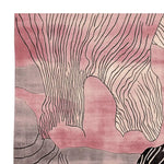 A beautifully crafted area rug featuring an abstract design in shades of pink and grey, ideal for contemporary living rooms. This wool rug showcases intricate line patterns, adding a modern touch to any living room area.