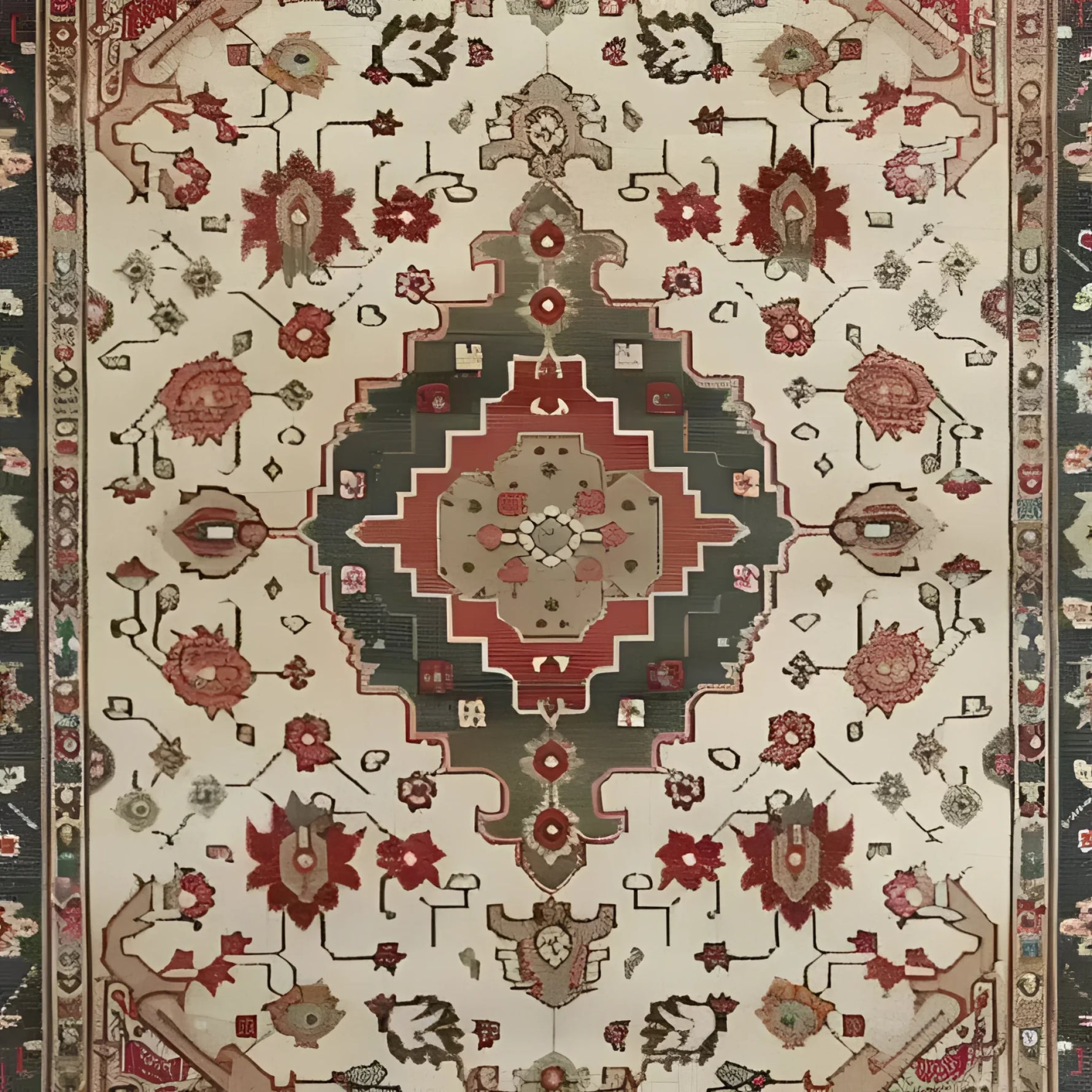 This elegant area rug features an intricate vintage floral design, reminiscent of traditional Persian rugs. The hand-knotted piece showcases a rich blend of earthy tones and detailed patterns, perfect for adding a touch of classic charm to any living room. Ideal for 8x10 spaces, this floral rug is a timeless addition to your home decor.