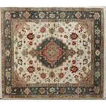 Top view of a beautifully crafted Ornamental Floral Hand Knotted Area Rug featuring intricate vintage patterns. This Persian-inspired floral rug is perfect for adding a touch of elegance to your living room. The 8x10 design showcases a rich blend of earthy tones and detailed motifs, making it a standout piece among Persian rugs.