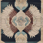 This Ornamental Winged Echo Hand Tufted Area Rug features a contemporary design with abstract floral and wing motifs. Crafted from high-quality wool, this living room area rug in 8x10 size showcases a blend of beige, teal, and brown hues, adding an elegant touch to modern interiors.