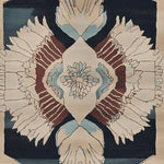 This Ornamental Winged Echo Hand Tufted Area Rug features a contemporary design with abstract floral and wing motifs. Crafted from high-quality wool, this living room area rug in 8x10 size showcases a blend of beige, teal, and brown hues, adding an elegant touch to modern interiors.