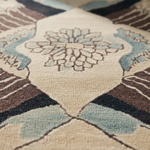 Close-up of a patterned rug with geometric design