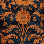 A close-up view of the Ornate Autumn Hand Tufted Rug, featuring intricate floral patterns in warm autumn hues. This exquisite wool area rug is perfect for large living rooms, offering a vintage charm with its rich textures and design. Ideal for an 8x10 living room setup, this rug adds a touch of elegance and warmth to any space.