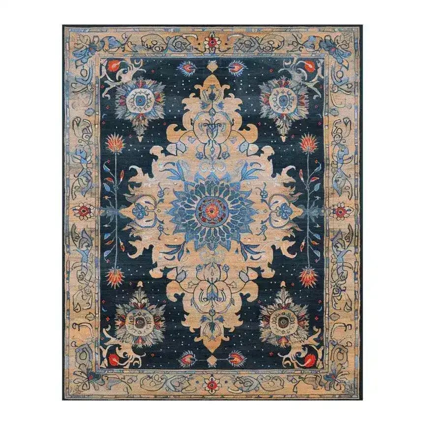 The Ornate Blooms Hand Tufted Area Rug showcases an intricate floral design with vintage appeal, perfect for adding elegance to your dining room as a dining table rug. This wool rug features a rich color palette, making it an ideal choice for both living room and dining room settings.