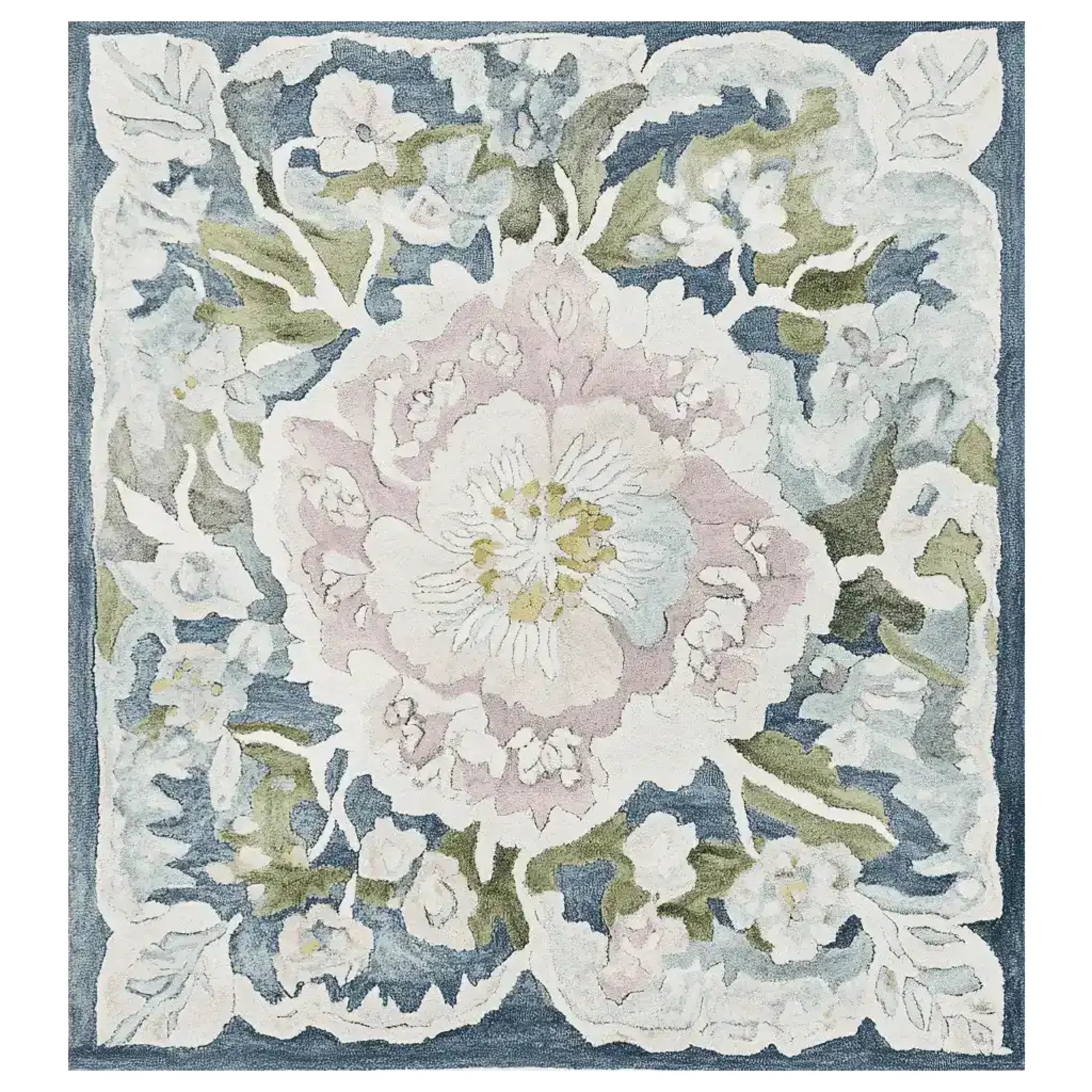 Ornate Flower Twist Hand Tufted Rug