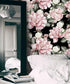 Oversized Blush Roses on Dark Wallpaper