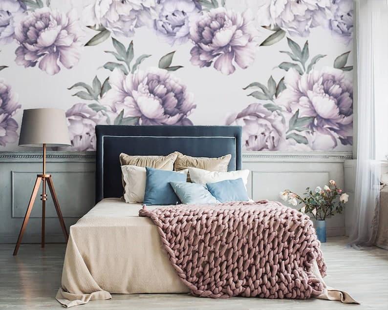Oversized Purple Floral Wall Mural Oversized Purple Floral Wall Mural 