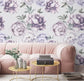 Chinoiserie Clouds and Ocean Wave Wallpaper Oversized Purple Floral Wall Mural 