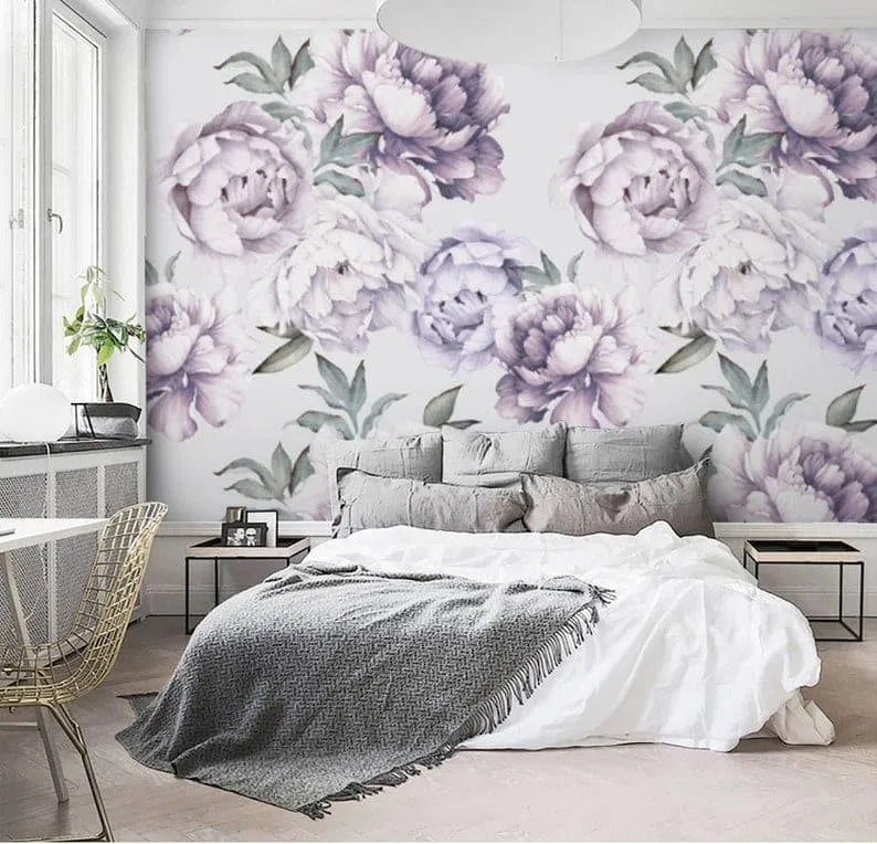 Oversized Purple Floral Wall Mural - MAIA HOMES