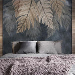 Oversized Winter Gray Leaves Wallpaper Mural