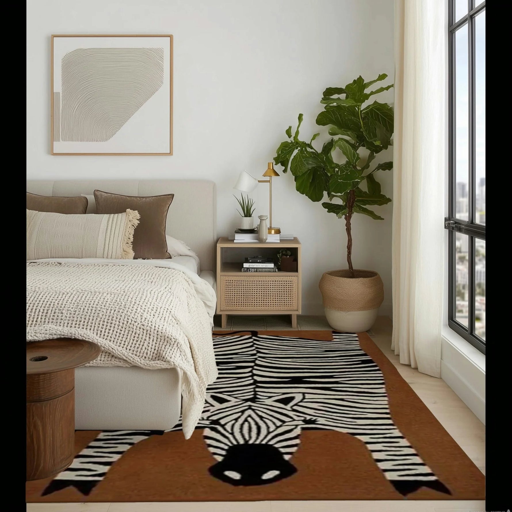 Oversized Zebra Hand Tufted Wool Rug