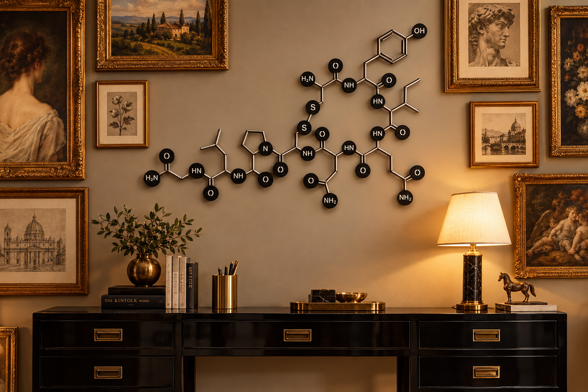 Oxytocin Molecule, Metal Wall Decor