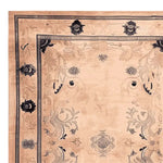 Top view of a Palace Garden Hand Knotted Area Rug featuring intricate floral patterns. This wool rug is perfect for adding elegance to large living rooms.