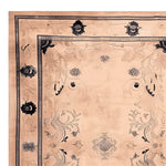 Top view of a Palace Garden Hand Knotted Area Rug featuring intricate floral patterns. This wool rug is perfect for adding elegance to large living rooms.