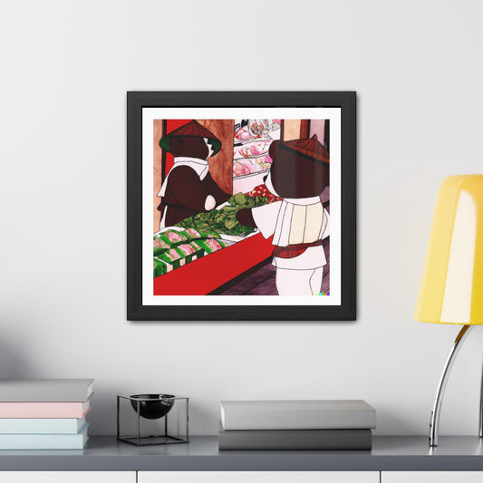 Pandas in Japanese Grocery Framed Poster Wall Art - MAIA HOMES