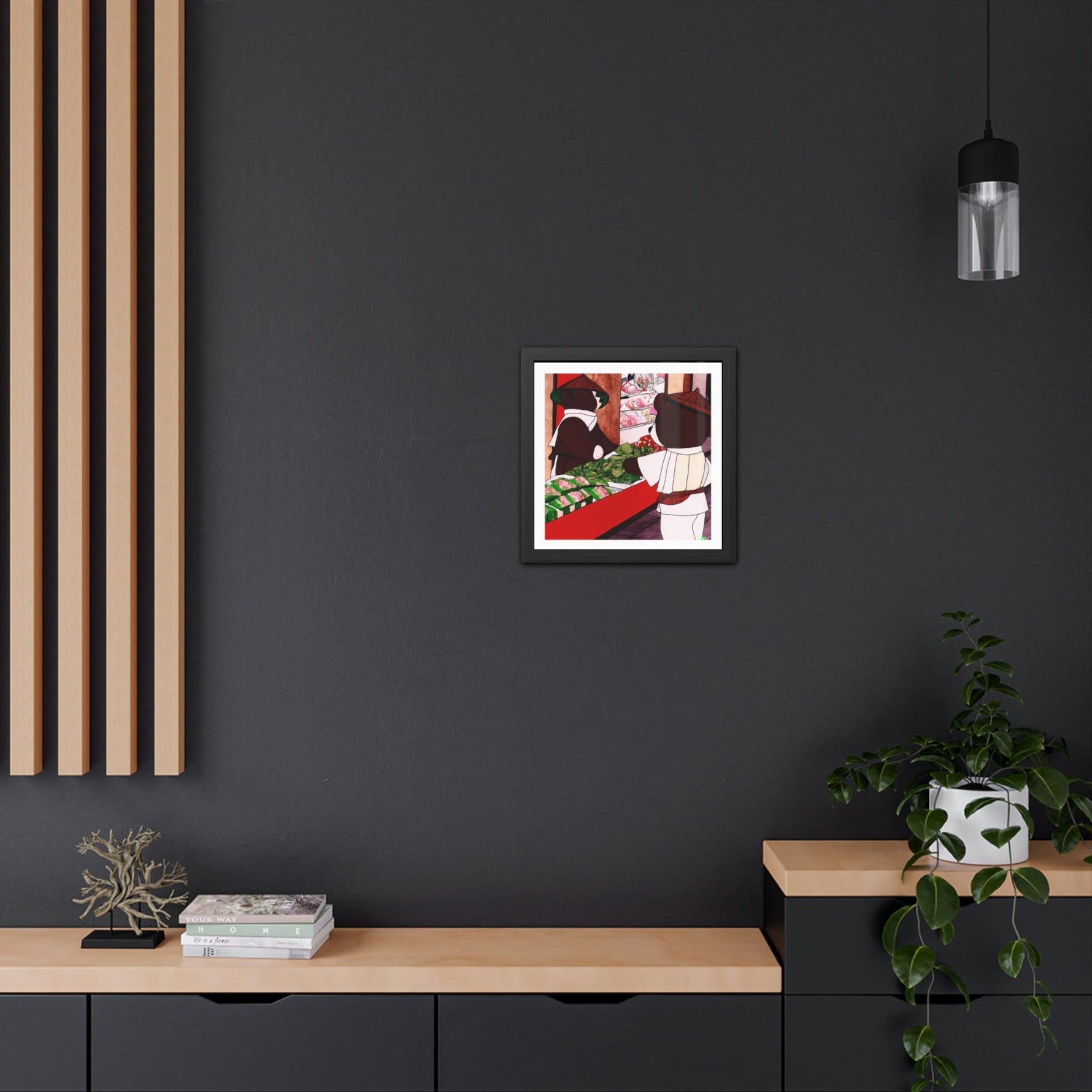 Pandas in Japanese Grocery Framed Poster Wall Art