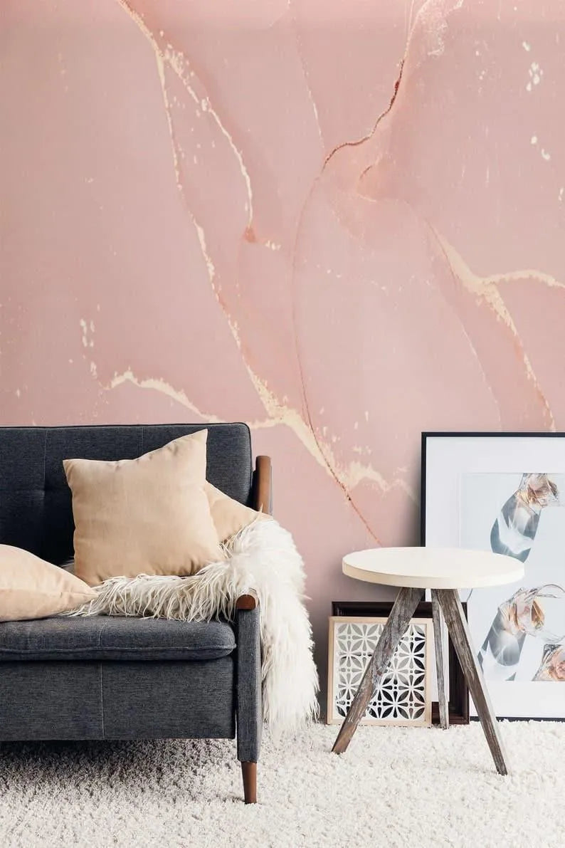 Pastel Blush Pink Marble Wallpaper Mural