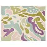 Top view of a Pastel Dream Hand Tufted Area Rug showcasing an abstract pattern with soft hues of green, purple, and blue. This contemporary wool rug is perfect for adding a splash of color and style to any living room. Ideal for those seeking area rugs for living rooms with a modern touch.
